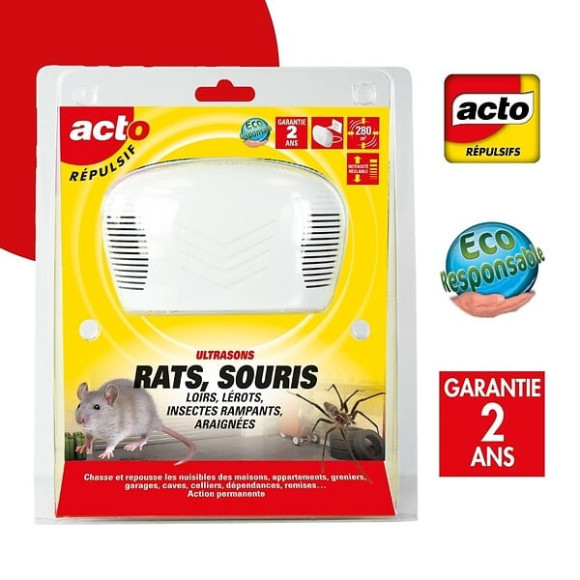 Répulsif ultrasons rats souris loirs lérots 280m²