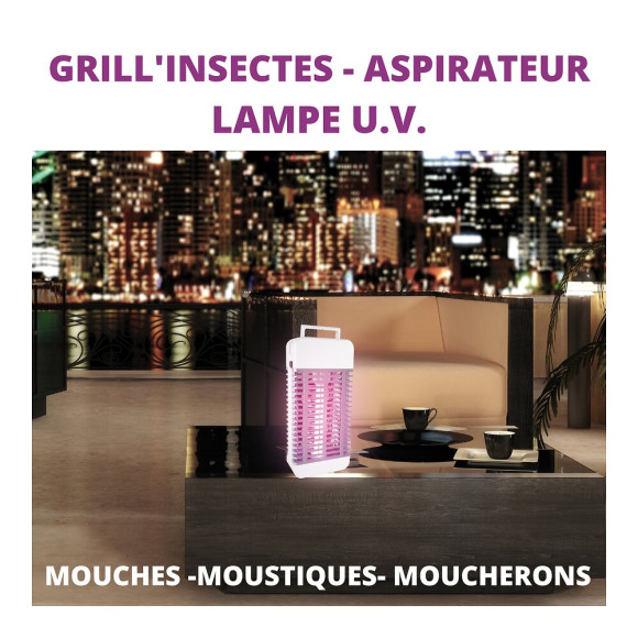 Lampe U.V GRILL'INSECTES avec aspirateur - triple action