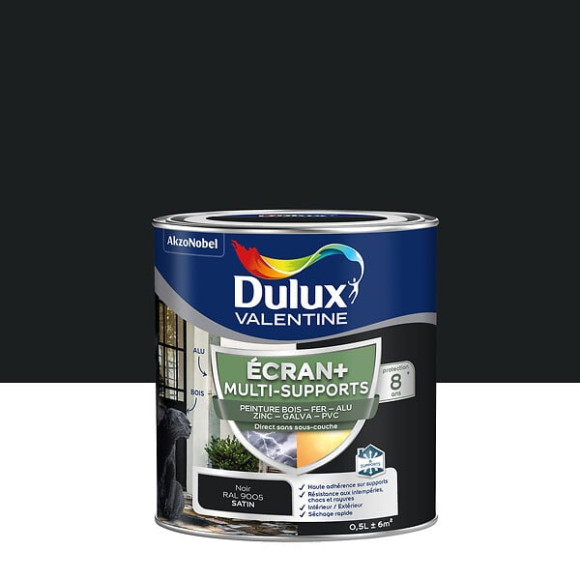 Peinture Ext M/Sup Ecran+ Dulux Valentine Satin - Noir 05 L