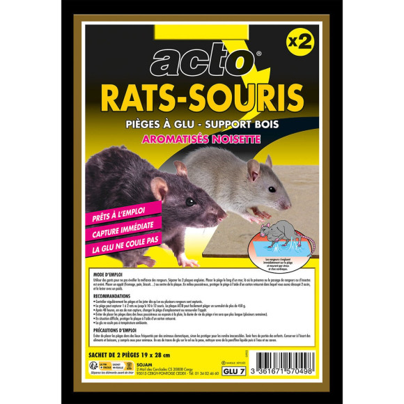 ACTO Anti-rongeurs : Pièges à  Glu pour Rats & Souris avec Support Bois - Aromatisé Noisette