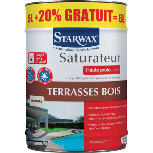 Saturateur Haute protection terrasses Bois - Incolore - 6L