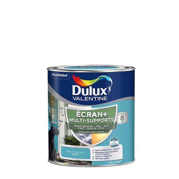 Peinture Ext M/Sup Ecran+ Dulux Valentine Satin - Bleu Turquoise 05 L