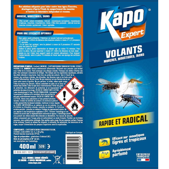 Aérosol TOUS INSECTESvolants 400ml