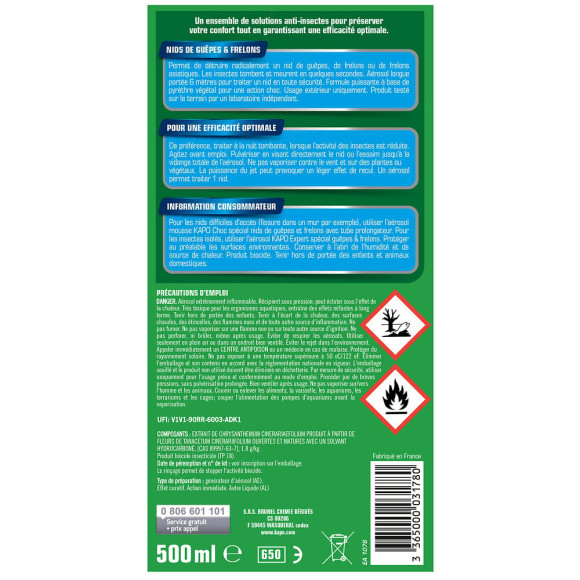 Aerosol nid de guepes 500ml vert