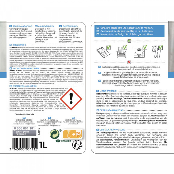 Vinaigre detartrant pulve 14° 1l