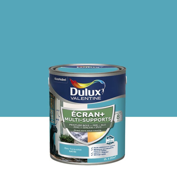 Peinture Ext M/Sup Ecran+ Dulux Valentine Satin - Bleu Turquoise 2 L