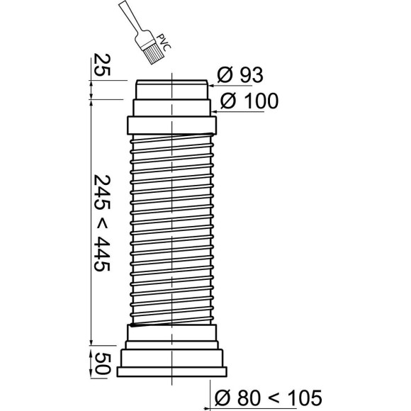 Pipe wc SOUPLESS longue 320-520 à  coller