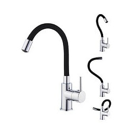 Mitigeur lavabo ILO mémoire de forme chrome noir