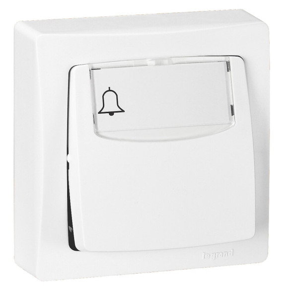 Poussoir avec porte-étiquette Appareillage Saillie - Blanc