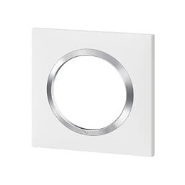 Plaque carrée dooxie 1 poste finition blanc avec bague effet chrome