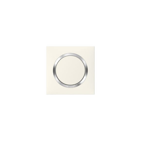 Plaque carrée dooxie 1 poste finition blanc avec bague effet chrome