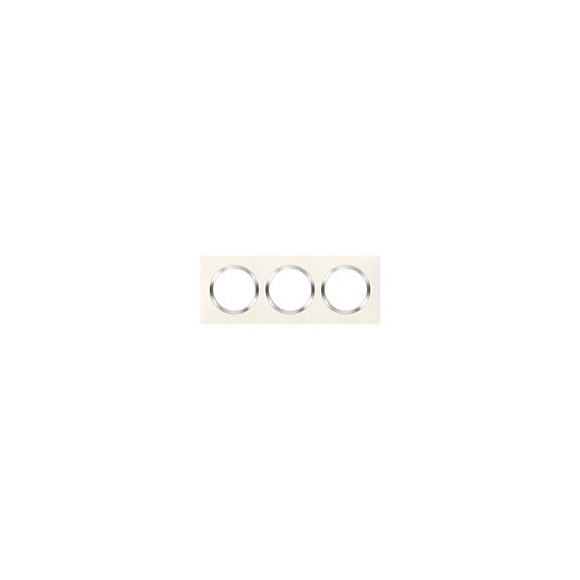 Plaque carrée dooxie 3 postes finition blanc avec bague effet chrome