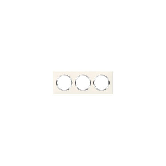 Plaque carrée dooxie 3 postes finition blanc avec bague effet chrome