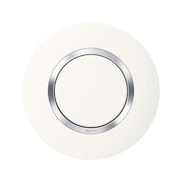 Plaque ronde dooxie 1 poste finition blanc avec bague effet chrome