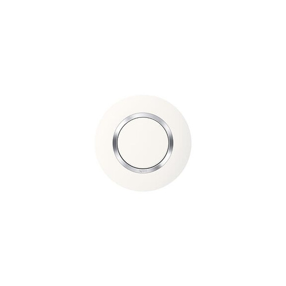 Plaque ronde dooxie 1 poste finition blanc avec bague effet chrome