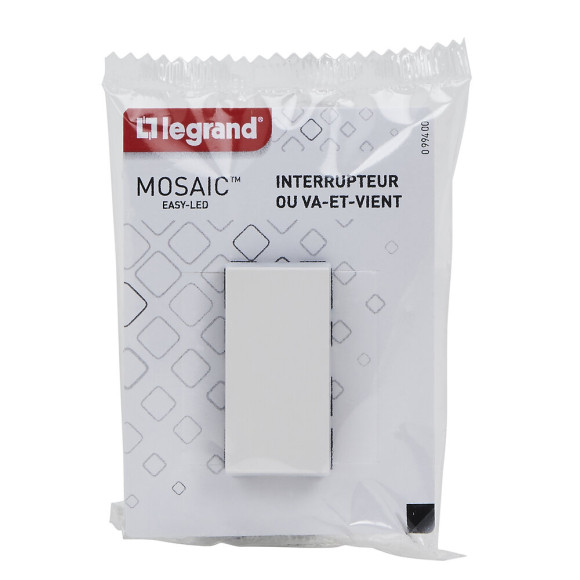 Interrupteur ou va-et-vient Mosaic Easy-Led 10A 1 module - blanc