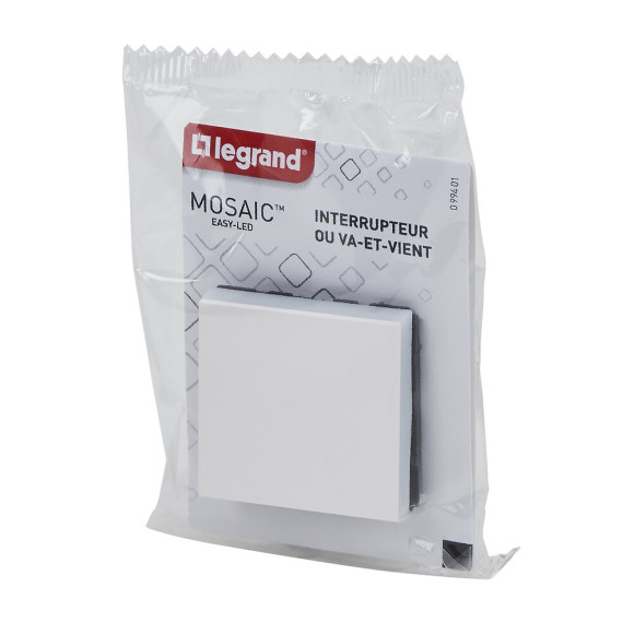 Interrupteur ou va-et-vient Mosaic Easy-Led 10A 2 modules - blanc