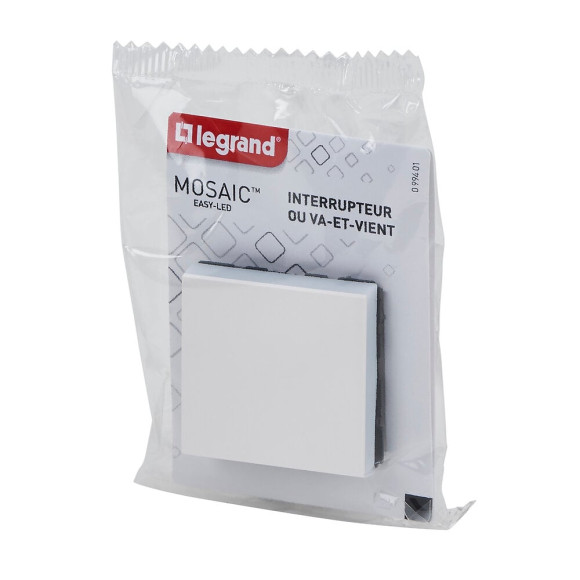 Interrupteur ou va-et-vient Mosaic Easy-Led 10A 2 modules - blanc