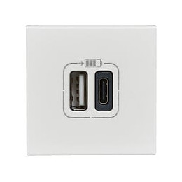 Double chargeur USB Type-A + Type-C Mosaic 3A 2 modules - blanc