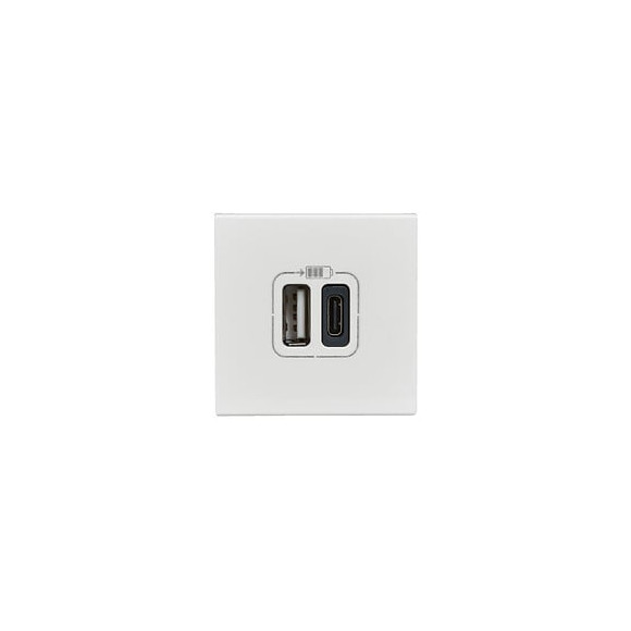 Double chargeur USB Type-A + Type-C Mosaic 3A 2 modules - blanc