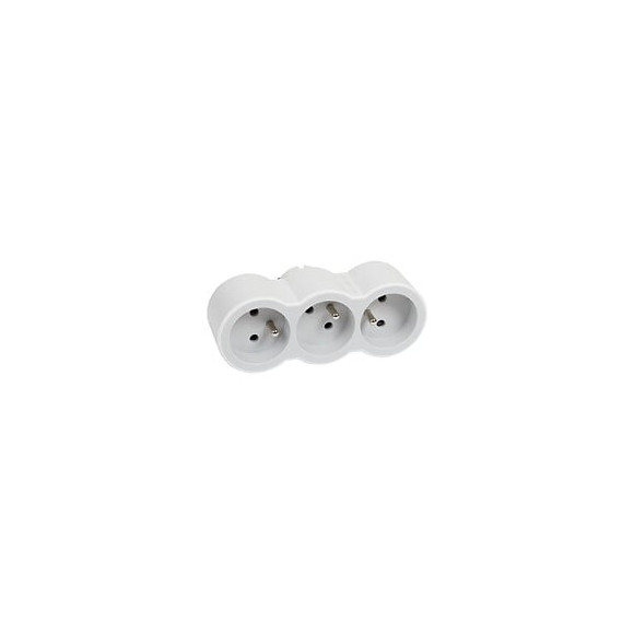 Fiche multiprise 3 prises frontales blanc gris