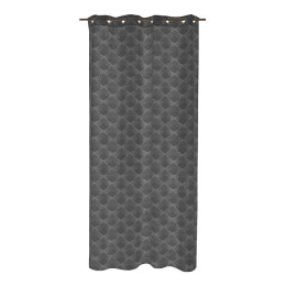 PANNEAU JACQUARD A OEILLETS - ROMY - 140x250cm - NOIR