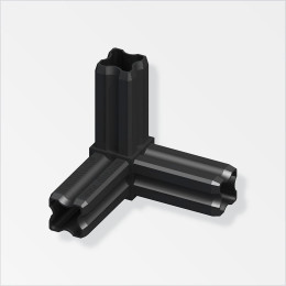 Connecteur-équerre 90° 3 embouts plastique noir 23.5mm